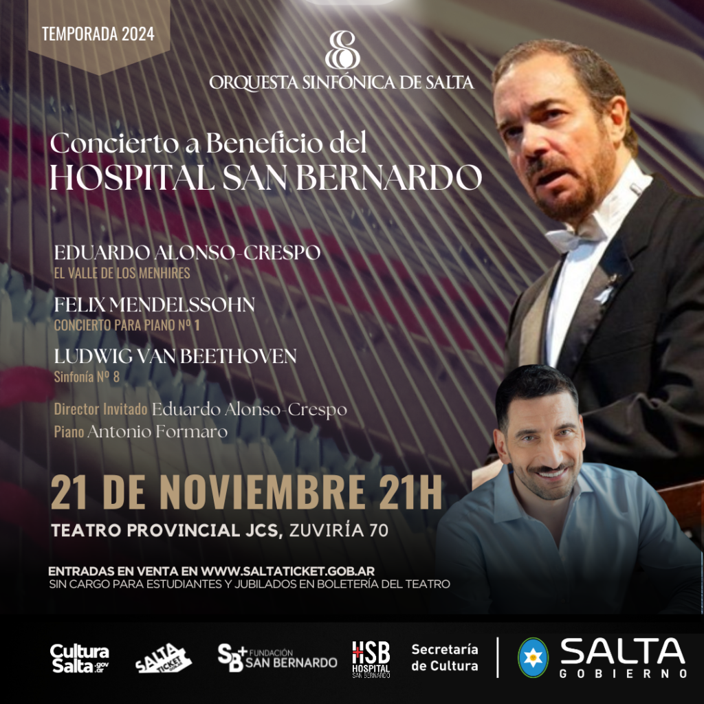 Concierto benéfico de la Orquesta Sinfónica de Salta en apoyo al Hospital San Bernardo